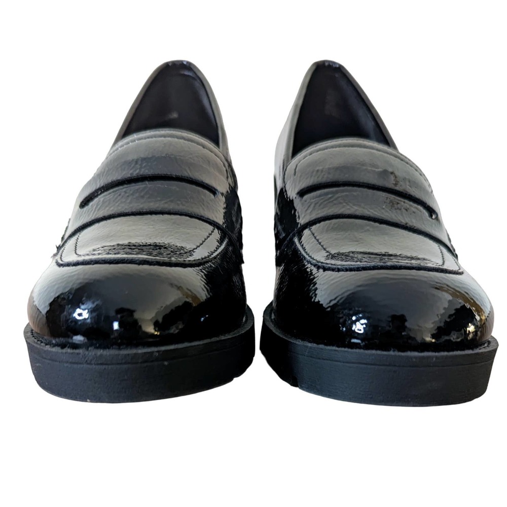 X APPEAL Amara Chunky Heel Oxford Loafer Lug Sole Patent Leather Black 7.5 - Picture 3 of 10